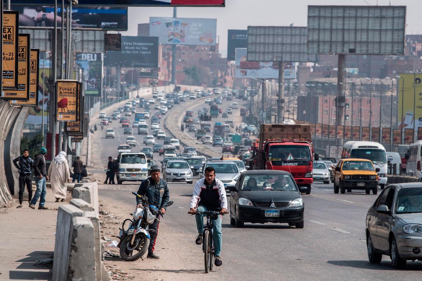 A general view show traffic on the Giza Ring Road in the Egyptian Capital Cairo on March 7, 2019.