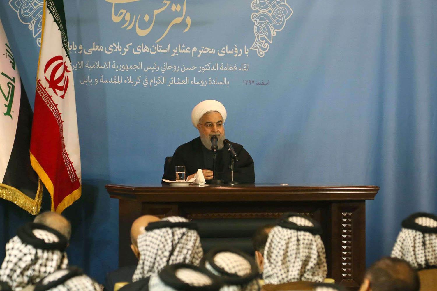 الرئيس الإيراني حسن روحاني في لقاء مع عشائر كربلاء