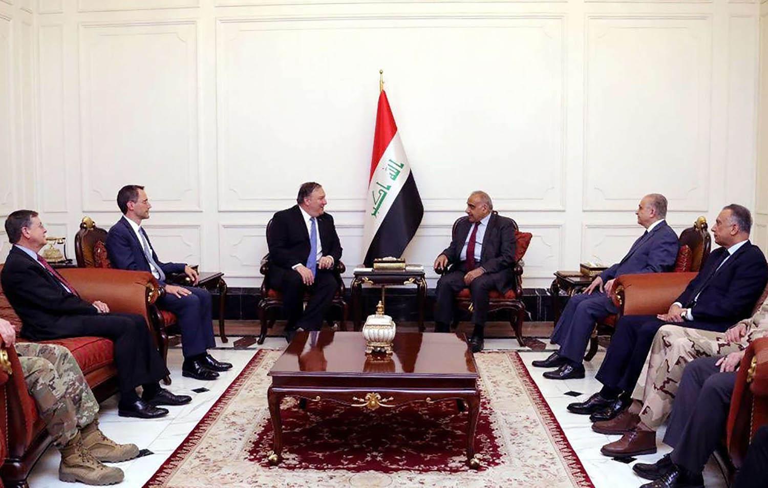 رئيس الوزراء العراقي عادل عبدالمهدي يلتقي وزير الخارجية الأميركي مايك بومبيو في بغداد