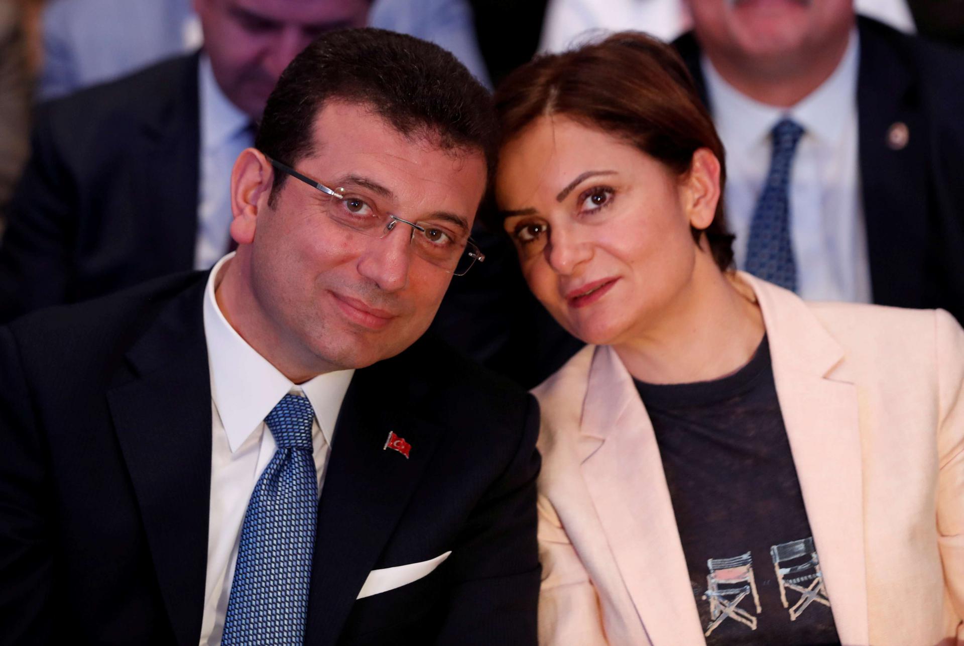 Kaftancioglu pictured with Ekrem Imamoglu, main opposition Republican People's Party (CHP) Istanbul mayoral election winner