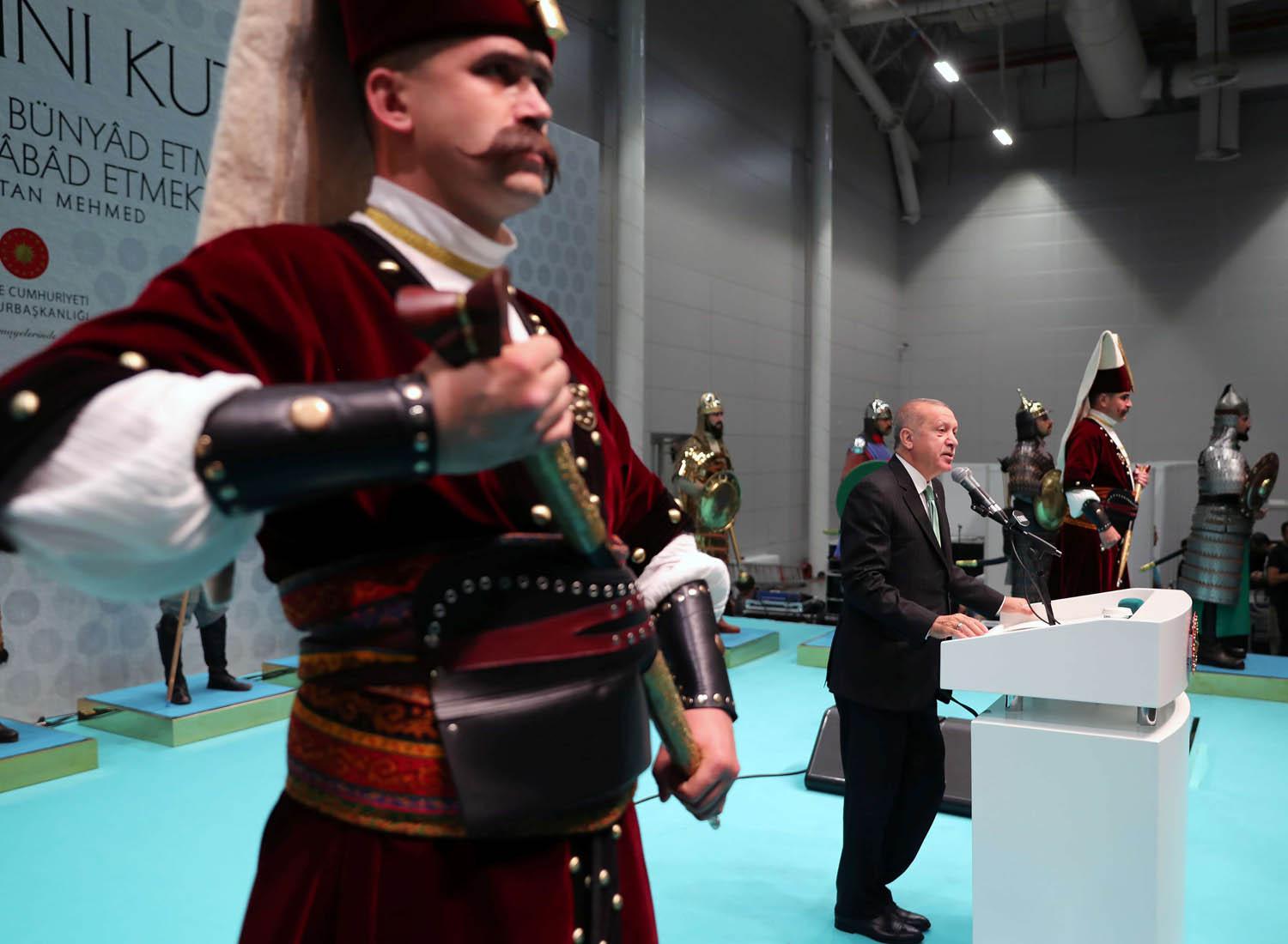 الرئيس التركي رجب طيب أردوغان في احتفال فتح القسطنطينية