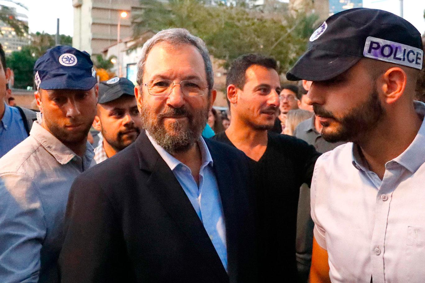 Former Israeli prime minister Ehud Barak attends a rally organised by members of the LGBT community