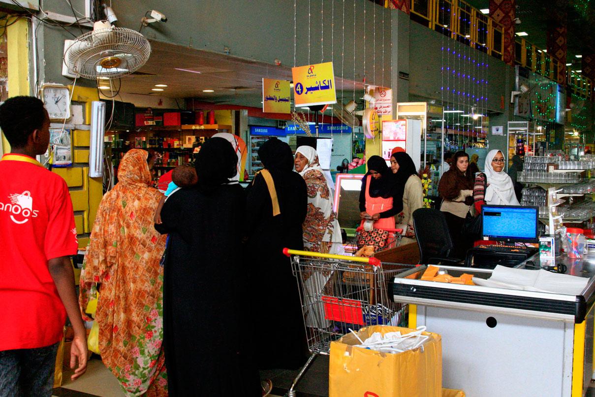 Sudanese women shop at Abul Fadel shopping centre in Khartoum