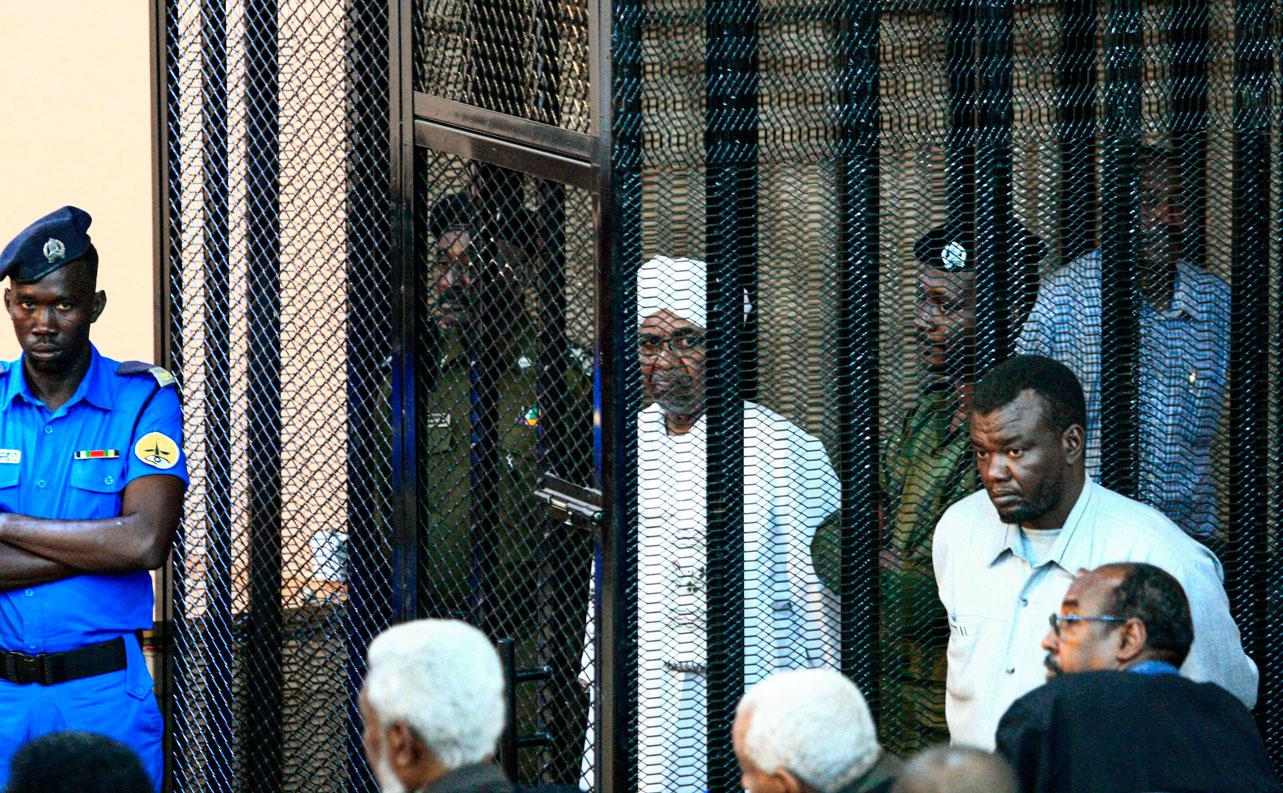 Sudan's ex-president Omar al-Bashir appears in court in the capital Khartoum