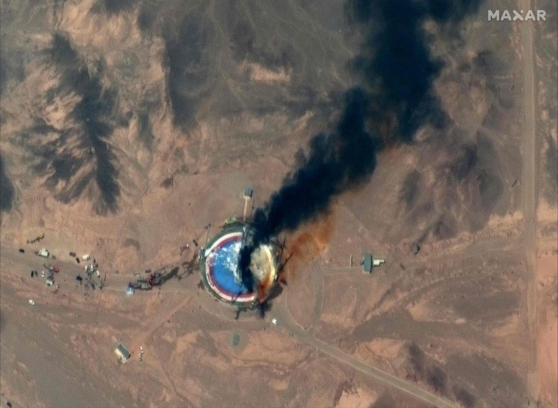 Satellite image of failed Iranian rocket launch at the Imam Khomeini Space Center in Semnan, Iran