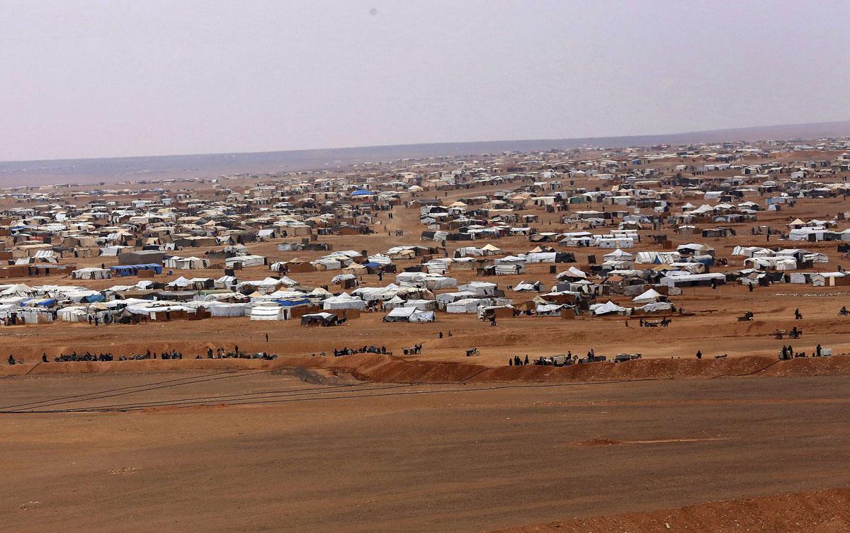 Aerial view of the informal Rukban camp, between the Jordan and Syria borders