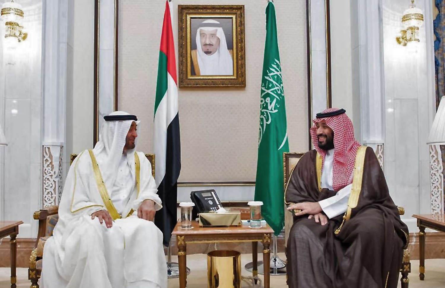 ولي العهد السعودي الأمير محمد بن سلمان يستقبل ولي عهد أبوظبي الشيخ محمد بن زايد