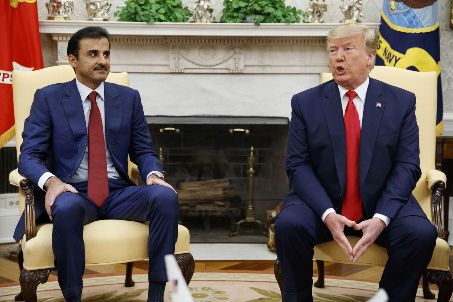 الرئيس الأميركي دونالد ترامب يستقبل أمير قطر الشيخ تميم بن حمد