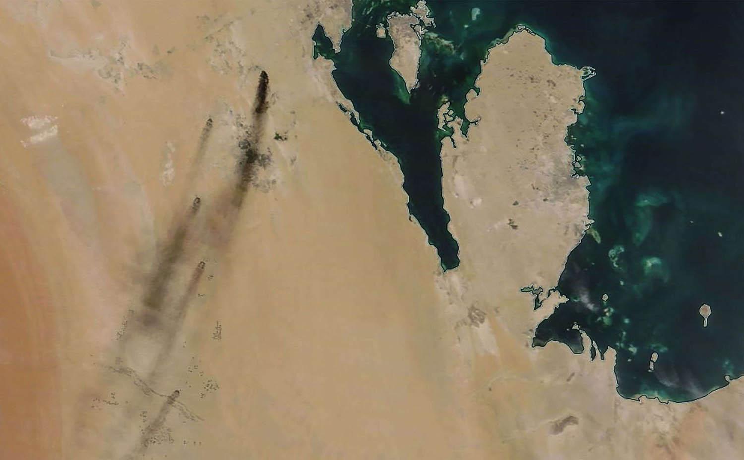صورة من الأقمار الصناعية لمنطقة الهجوم في السعودية