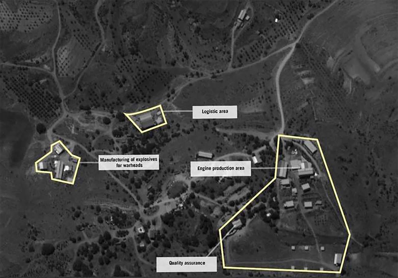 The aerial image of Hezbollah's missile site released by Israeli army