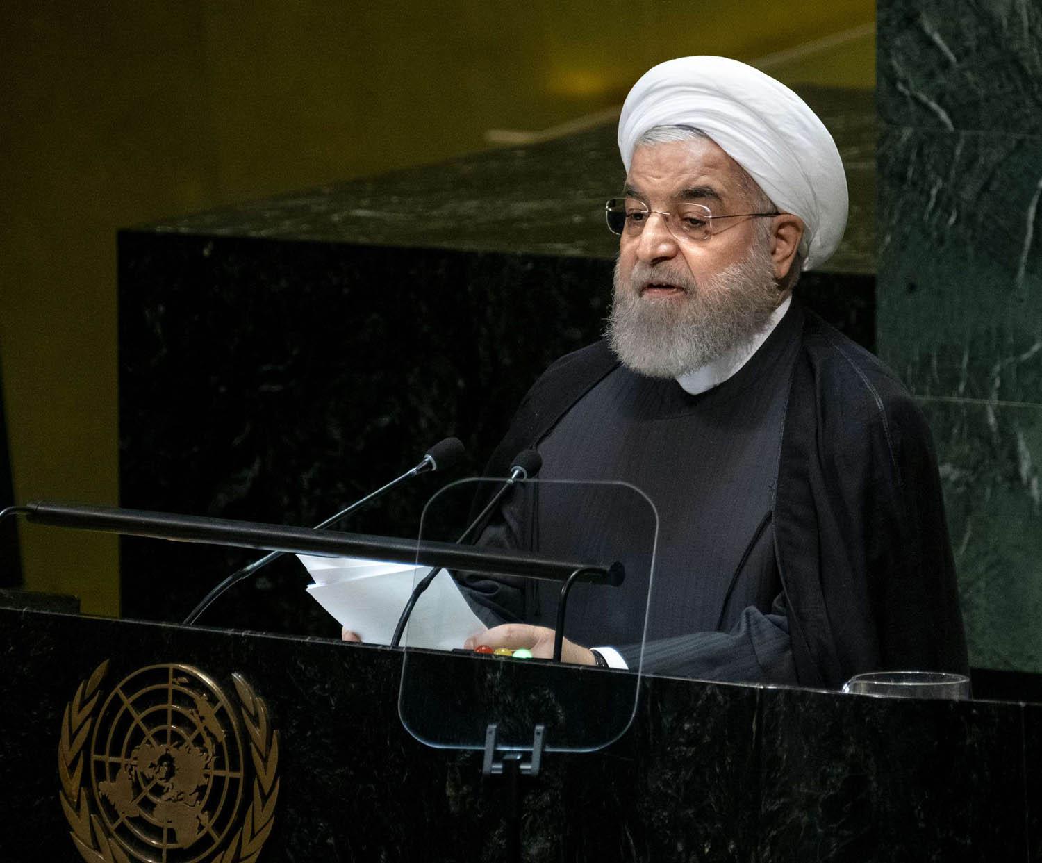 الرئيس الايراني حسن روحاني يلقي خطابا في الجمعية العامة للأمم المتحدة