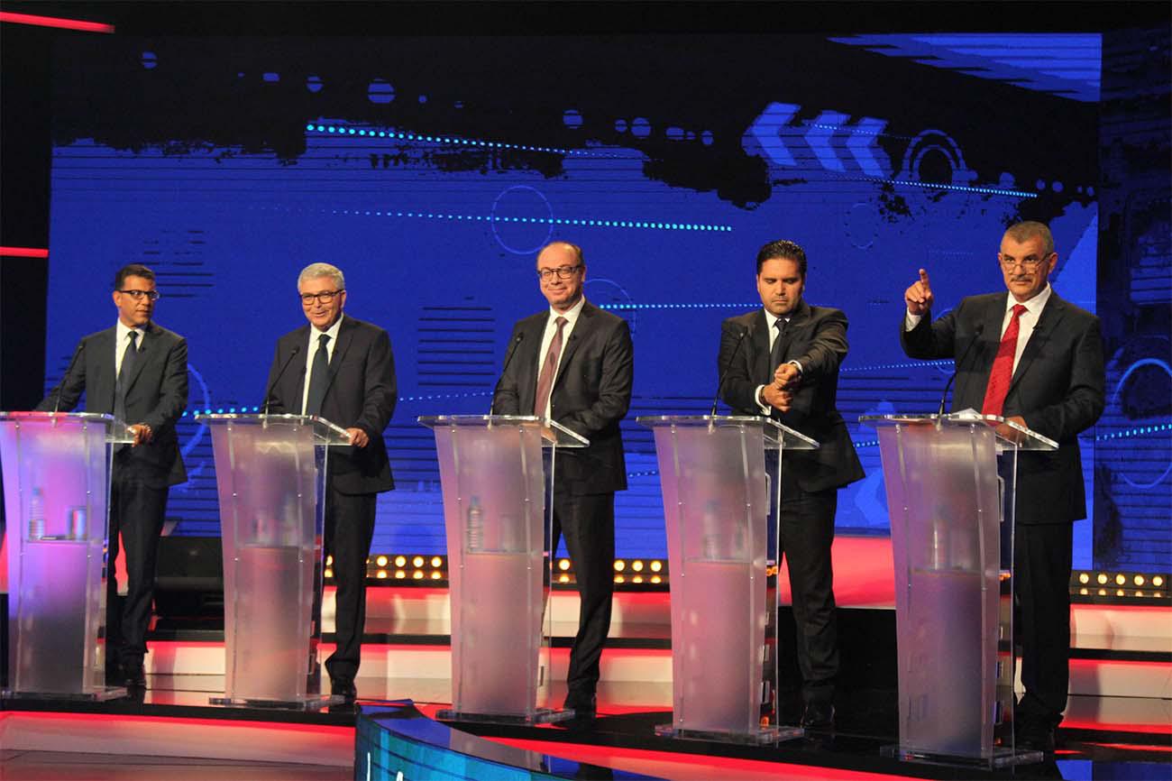 Tunisia's presidential candidates attending the second round of the presidential debate last week