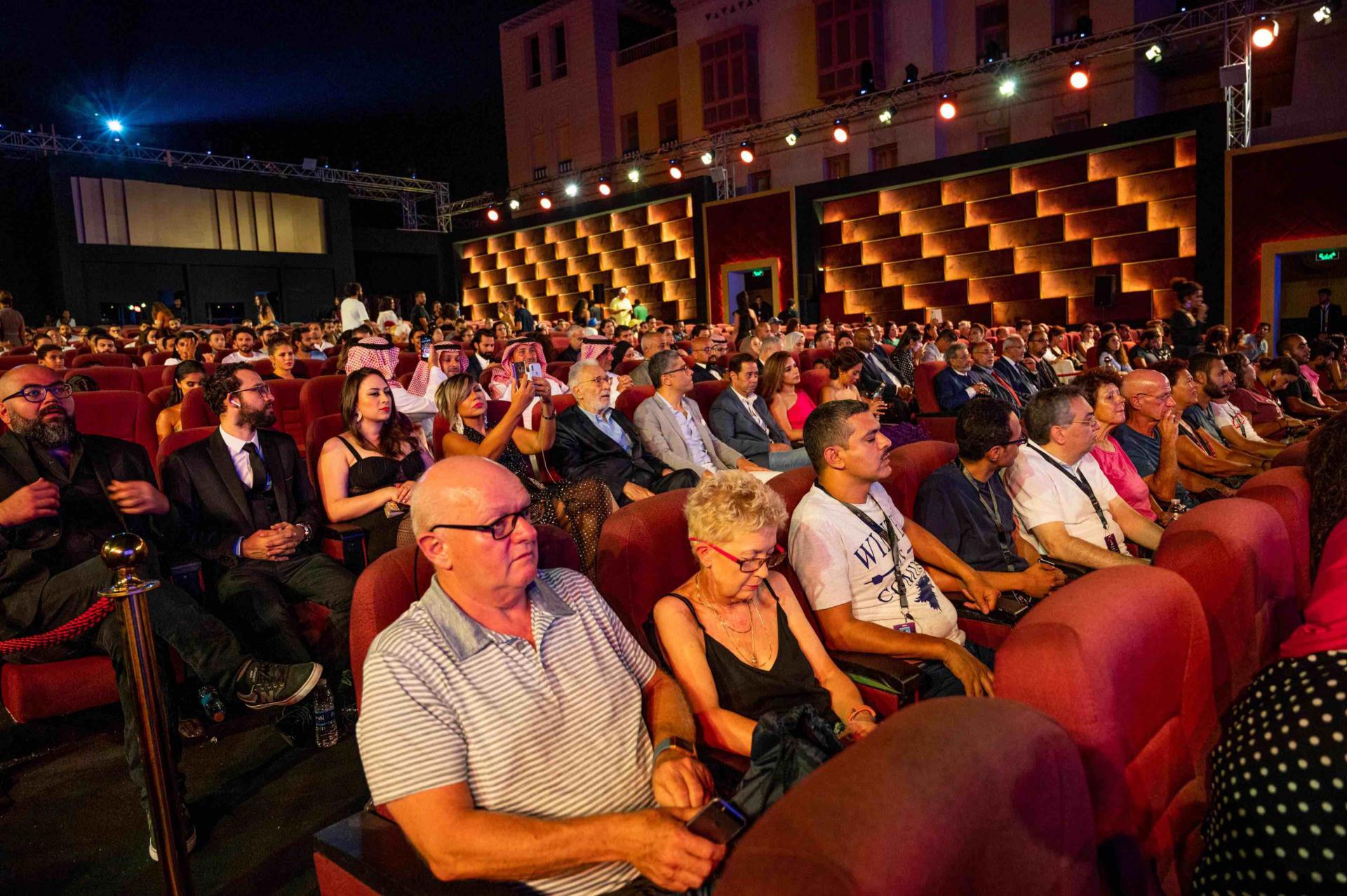 The general public attend the screening of the movie The Knight and the Princess as part of 3rd edition of ElGouna Film Festival, at Marina Theatre, in ElGouna, Egypt