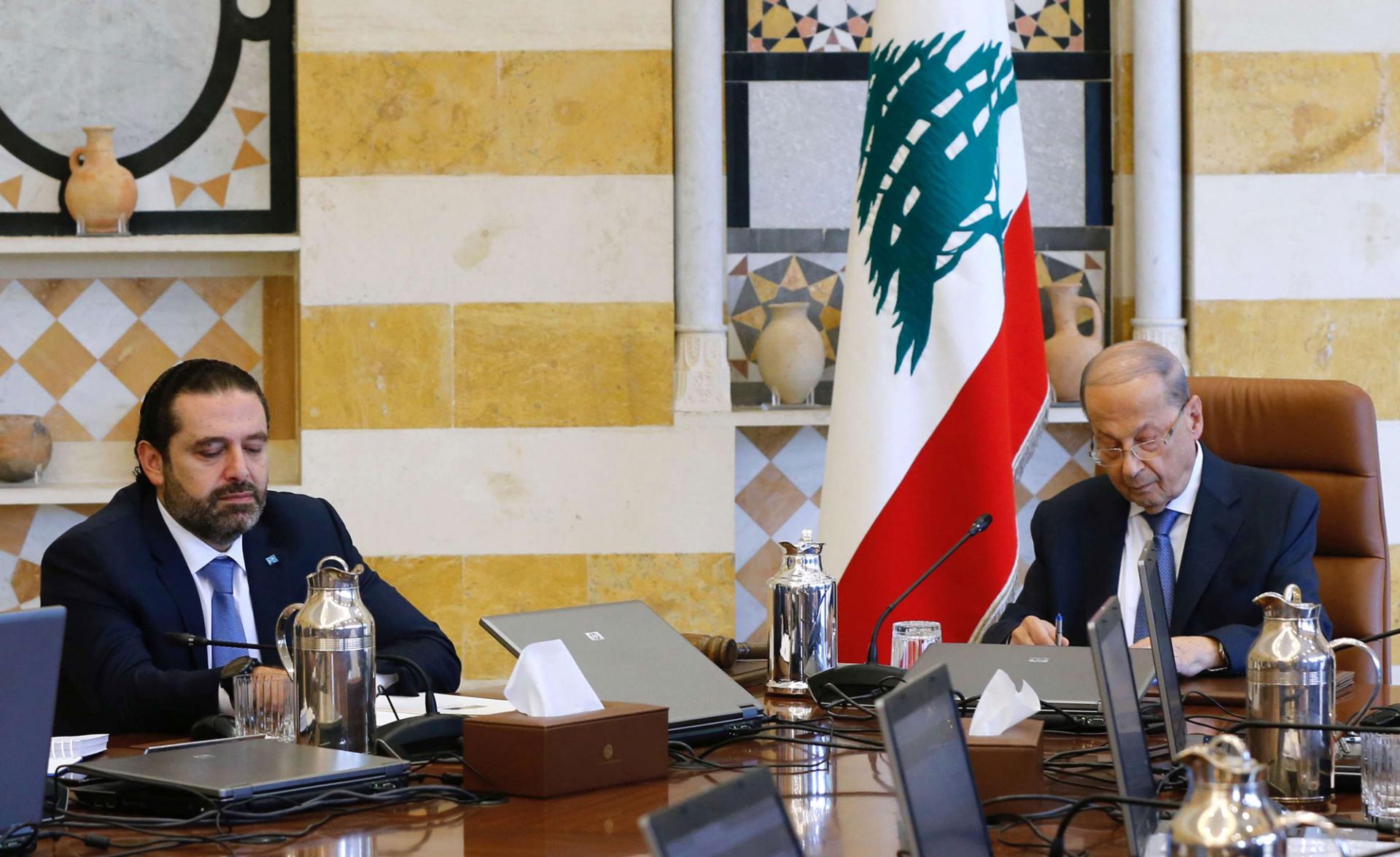 الرئيس اللبناني ميشال عون ورئيس الحكومة سعد الحريري