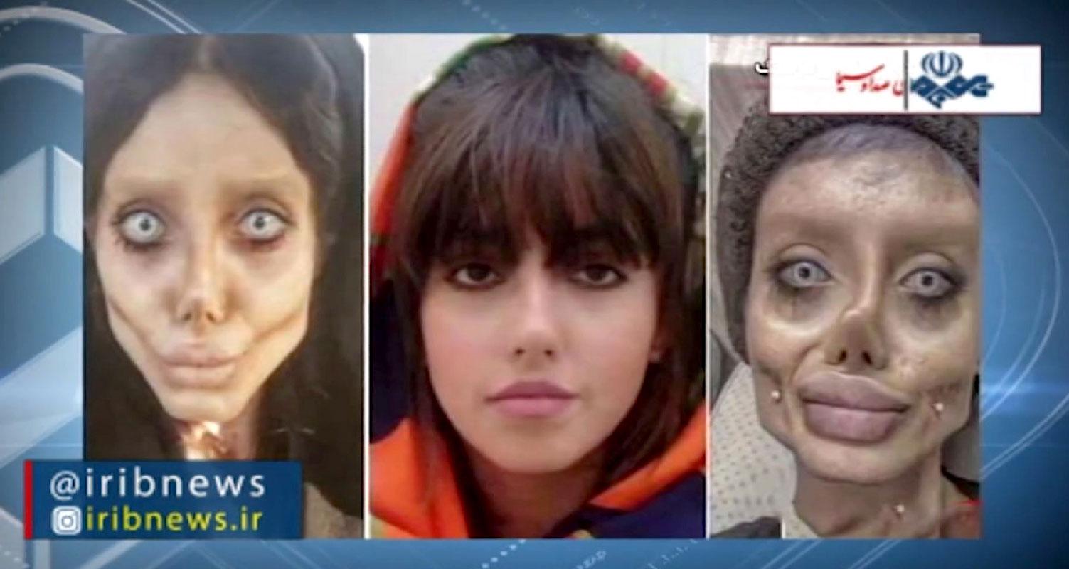 An image grab from footage obtained from Iranian State TV IRIB on October 24, 2019 shows a reproduction of pictures posted by Iranian Intagrammer Sahar Tabar