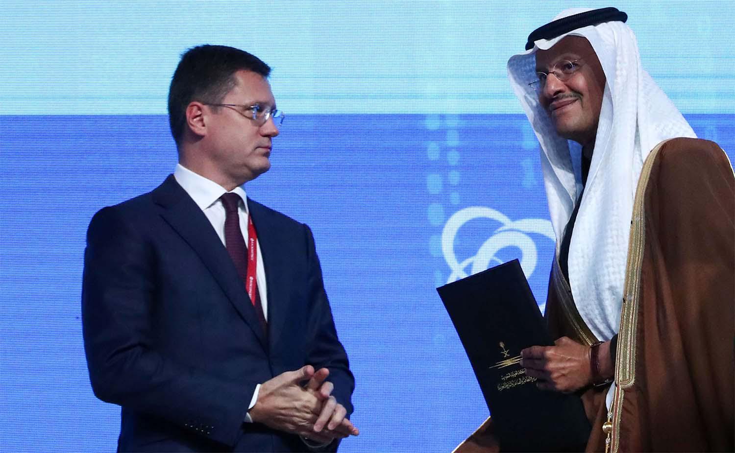 Saudi Energy Minister Prince Abdulaziz Bin Salman and Russian Energy Minister Alexander Novak