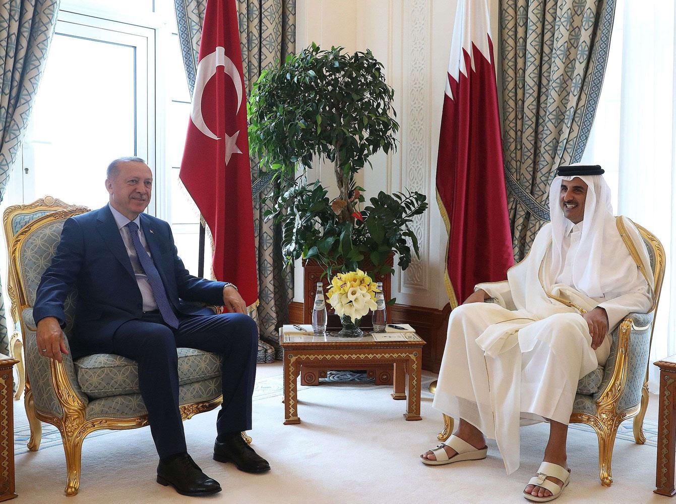 لقاء الرئيس التركي رجب طيب أردوغان مع أمير قطر الشيخ تميم بن حمد