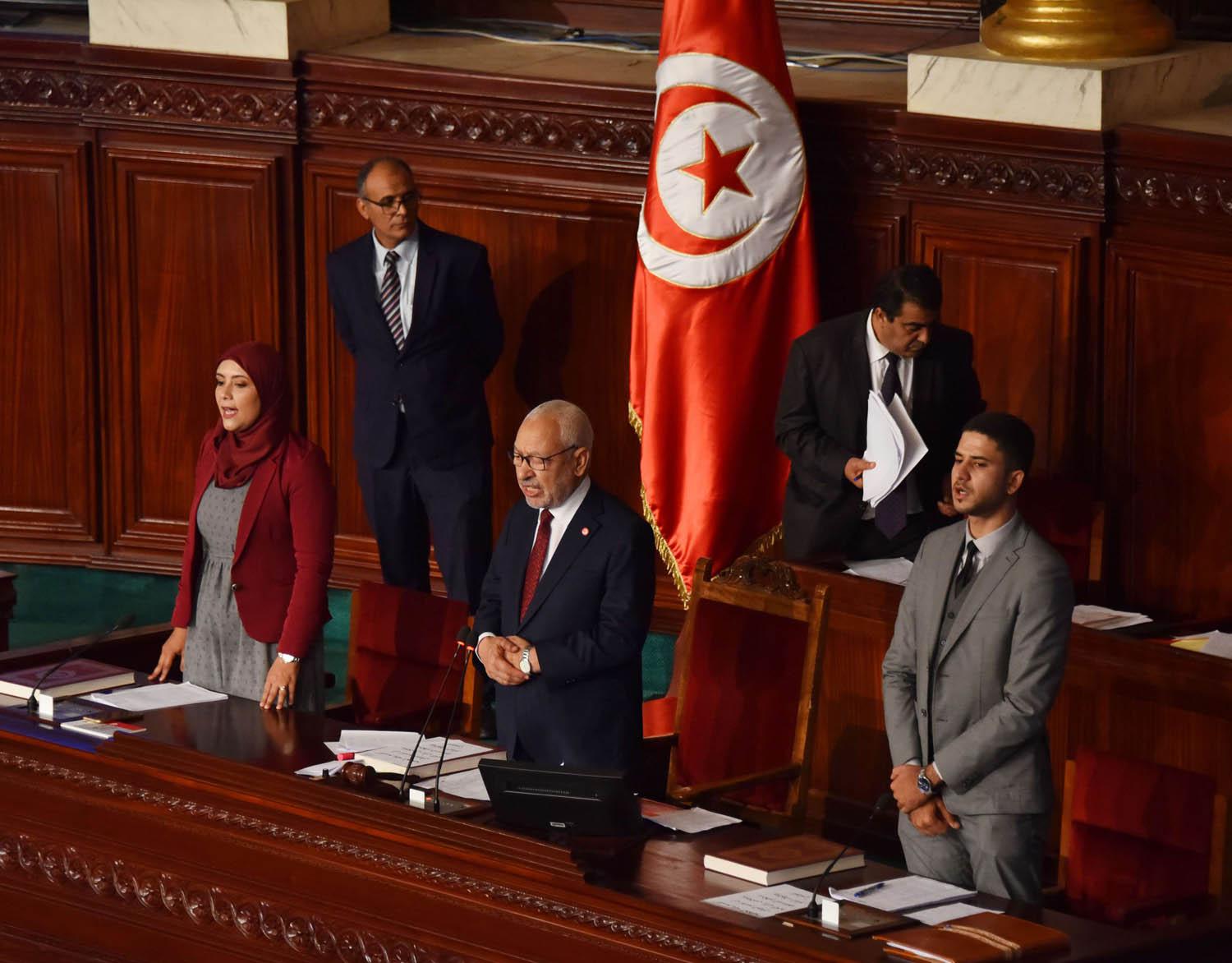 رئيس البرلمان التونسي راشد الغنوشي بعد انتخابه