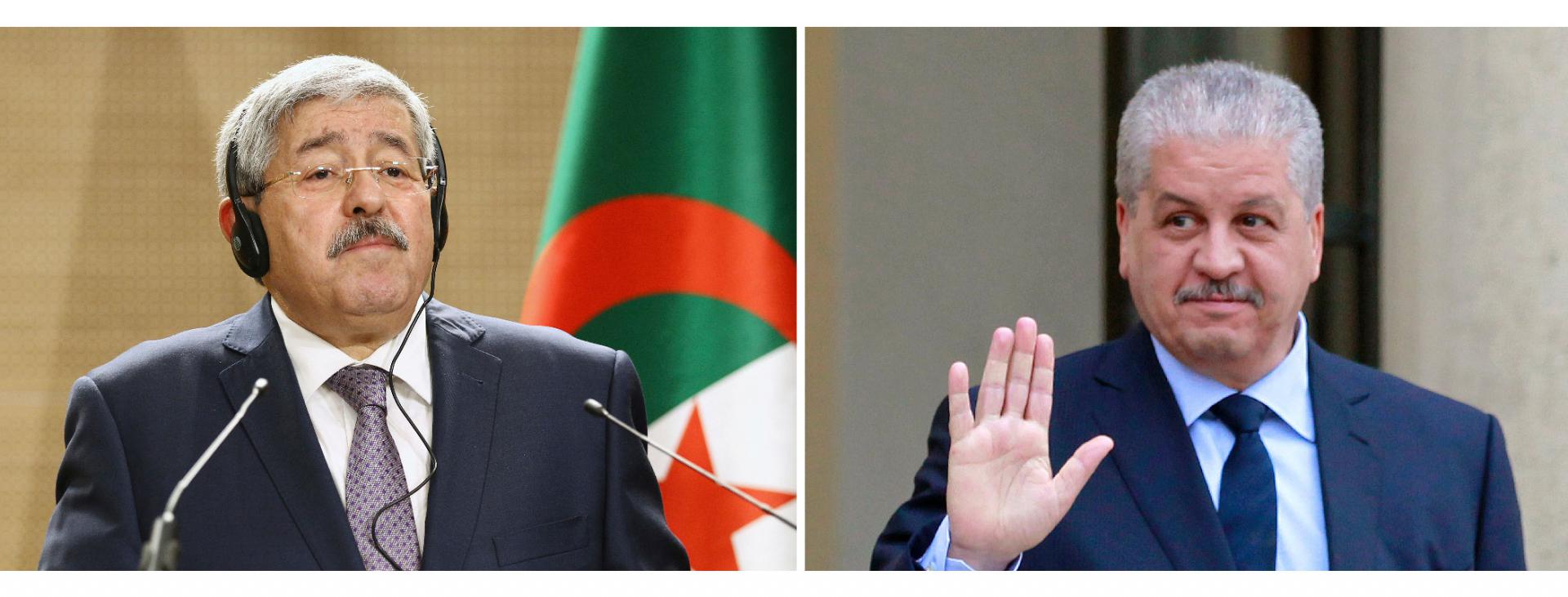 Former Algerian Prime Ministers Ahmed Ouyahia (L) and Abdelmalek Sellal