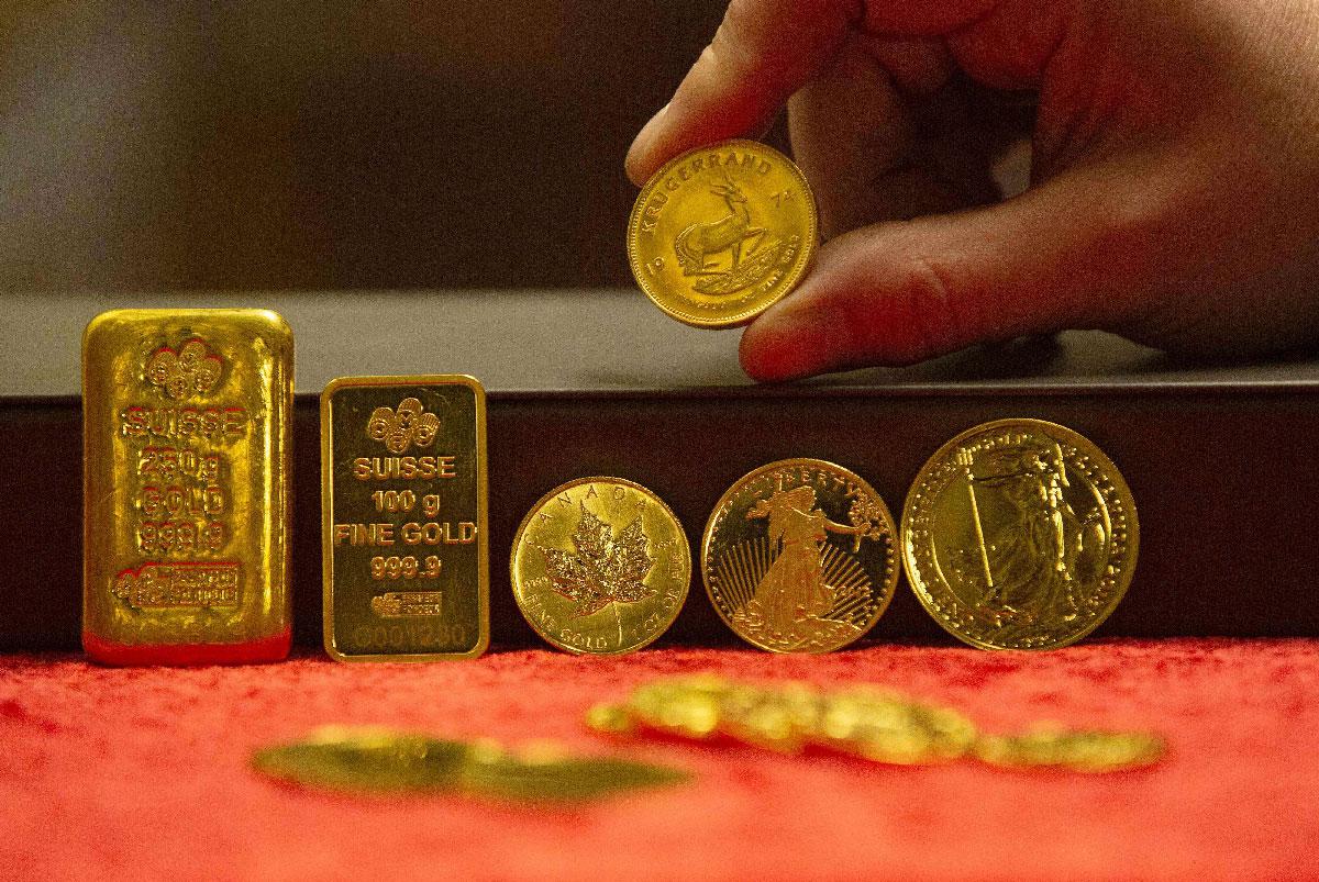 Examples of gold bullion are on show at Merrion vaults in Dublin