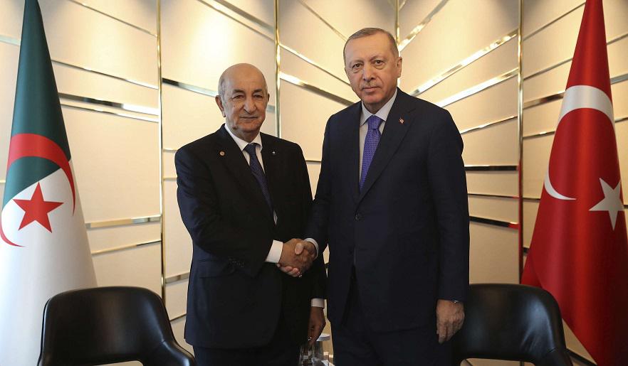 لقاء الرئيس الجزائري عبدالمجيد تبون بالرئيس التركي رجب طيب اردوغان