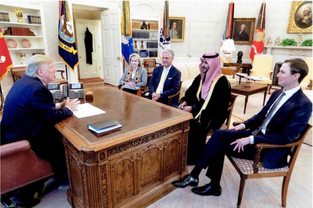 لقاء وزير الدفاع السعودي الأمير خالد بن سلمان والرئيس الأميركي دونالد ترامب