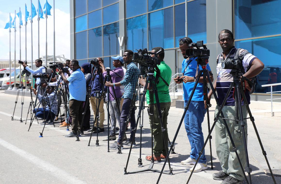 Somali journalists pictured in Mogadishu