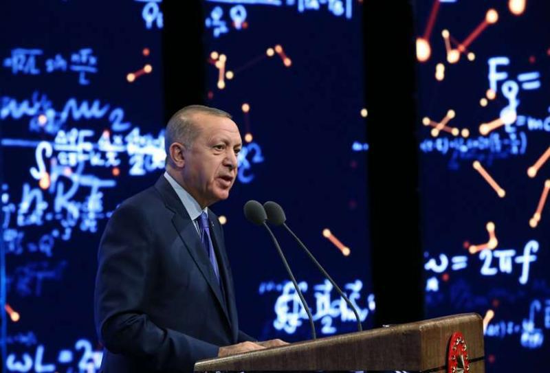 Turkish President Recep Tayyip Erdogan speaks during a ceremony in Ankara