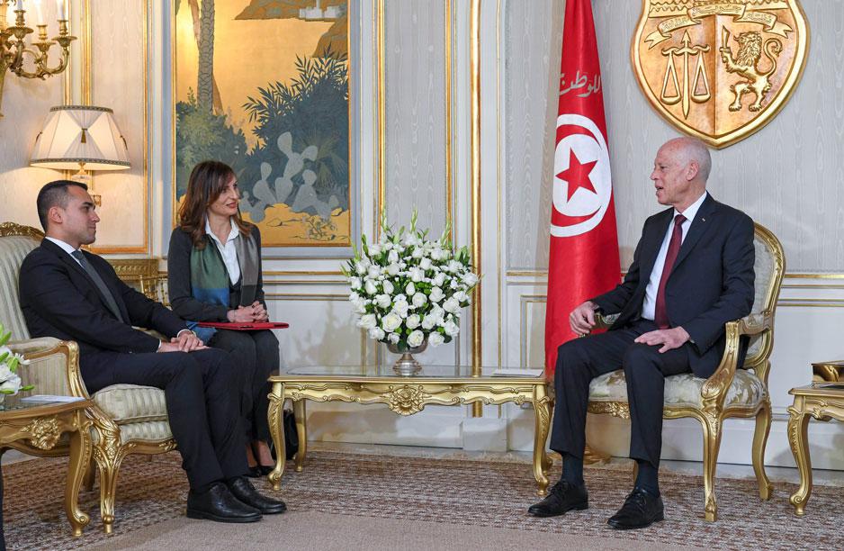 لقاء الرئيس التونسي بوزير الخارجية الايطالي في قصر قرطاج
