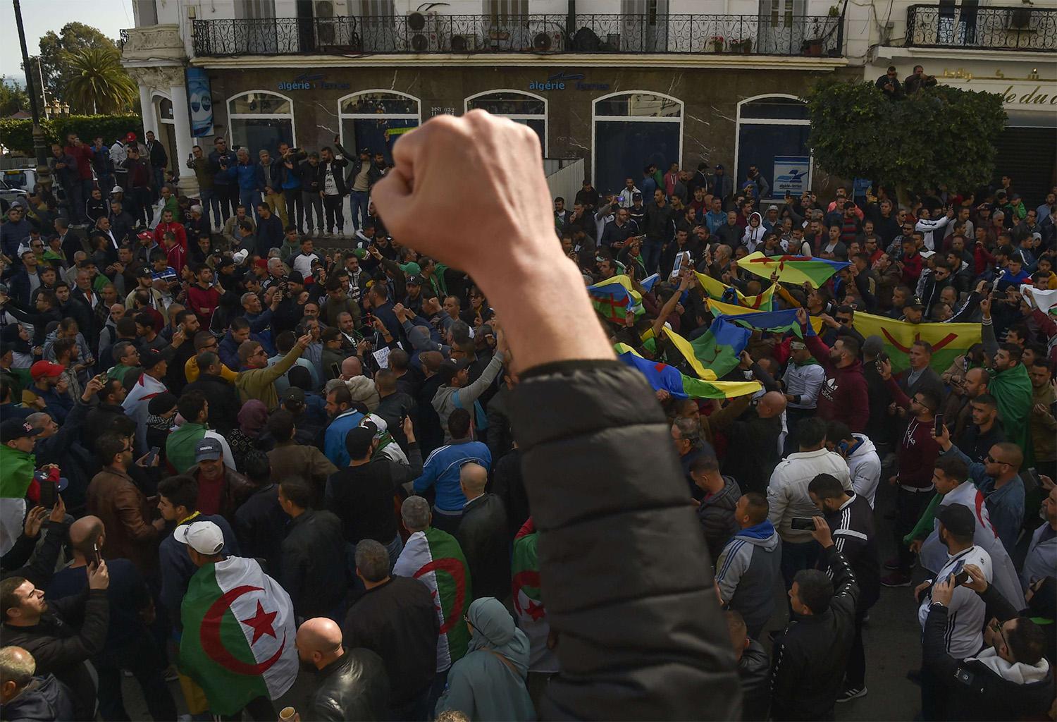 Algerian protesters in Algiers