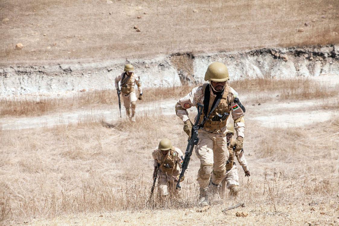 Burkinabe paratrooper commandos run training exercises in Thies, Senegal