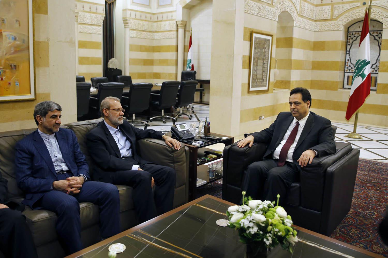 رئيس مجلس الشورى الإيراني علي لاريجاني يزور رئيس الحكومة اللبنانية حسان دياب