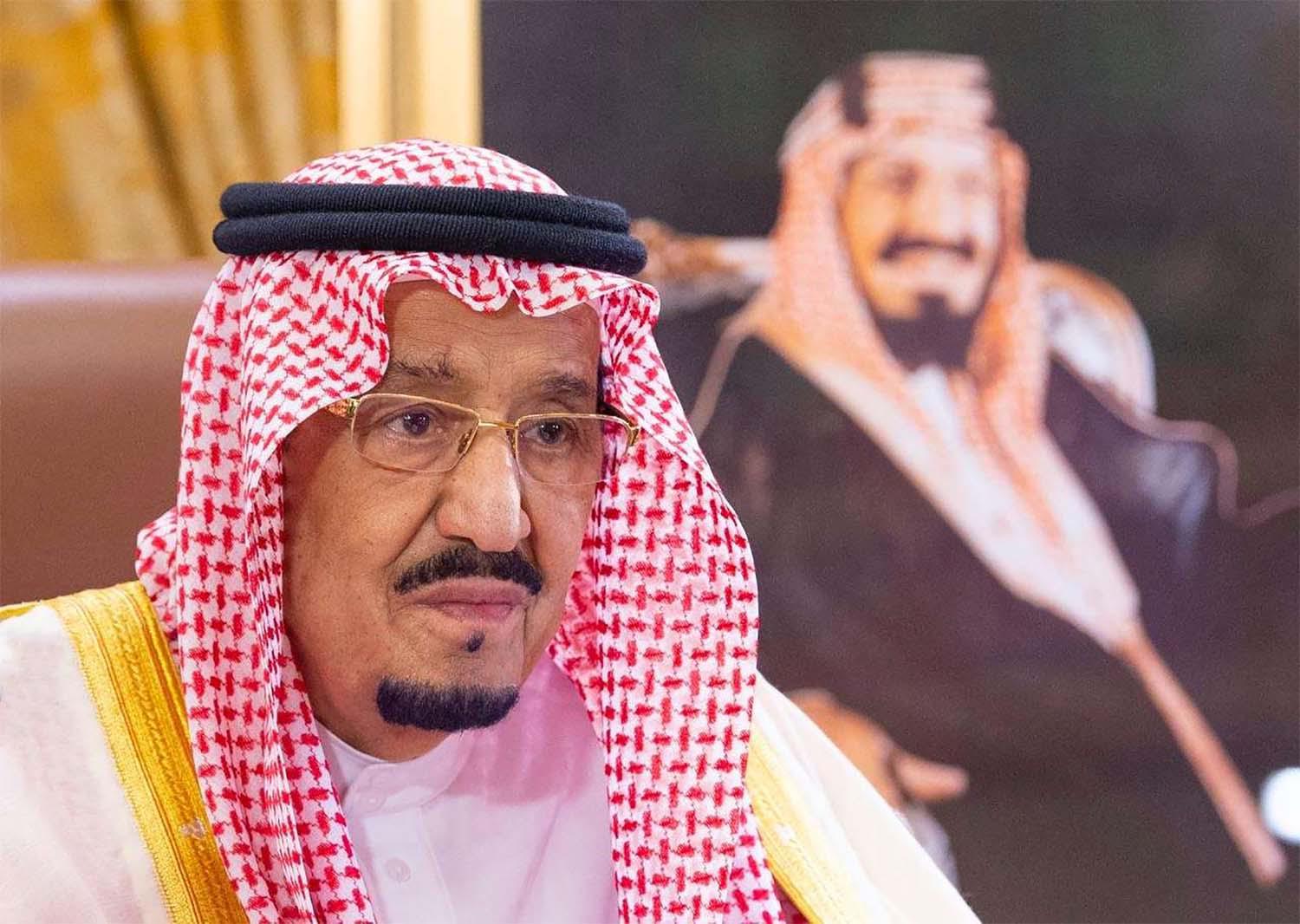 Saudi King Salman bin Abdulaziz delivers a televised speech regarding the outbreak of the coronavirus disease