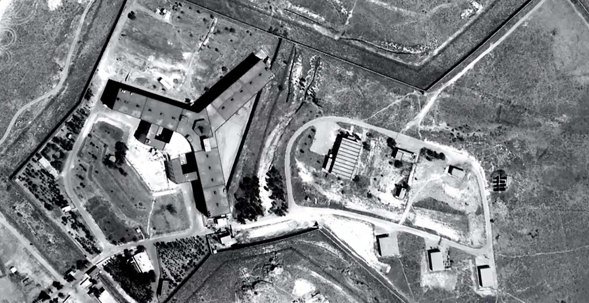 A handout satellite image released on February 7, 2017 by Amnesty International shows the military-run Saydnaya prison near Damascus