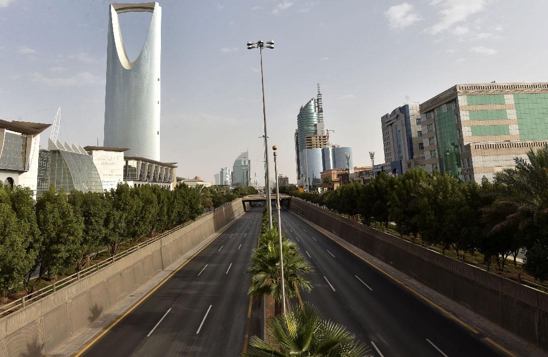 The empty King Fahad main street in the Saudi capital Riyadh
