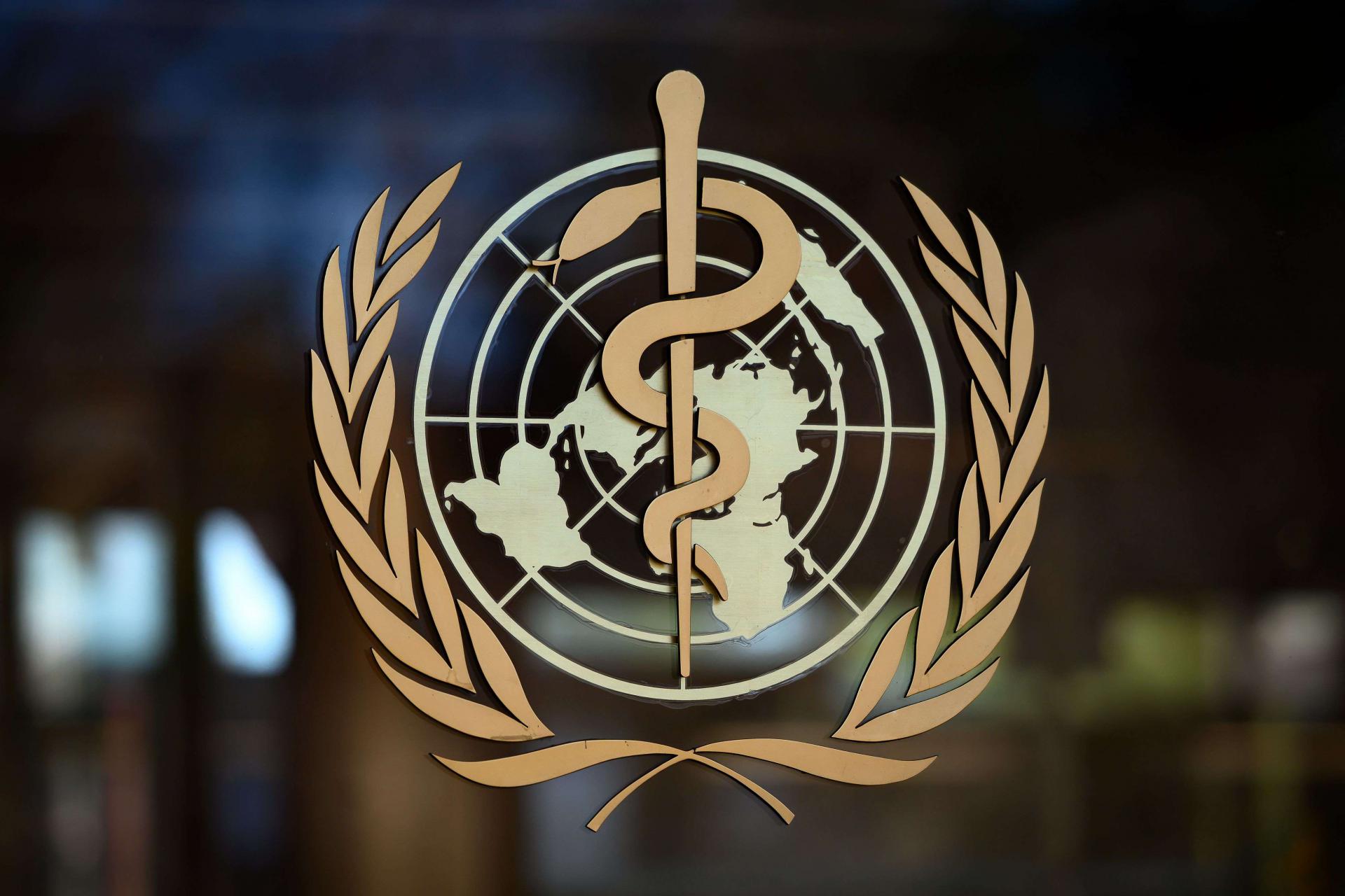 The logo of the World Health Organization pictured at their headquarters in Geneva