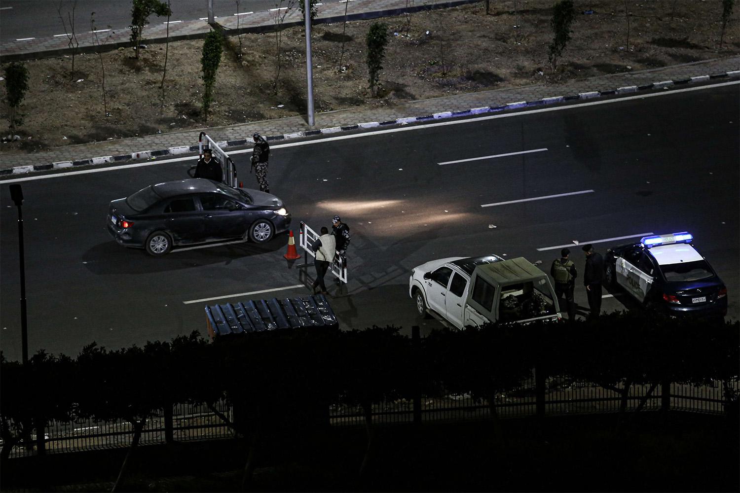 Police checkpoint in Cairo