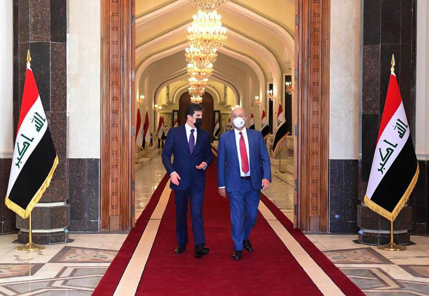 الرئيس العراقي برهم صالح يستقبل رئيس اقليم كردستان نيجيرفان بارزاني