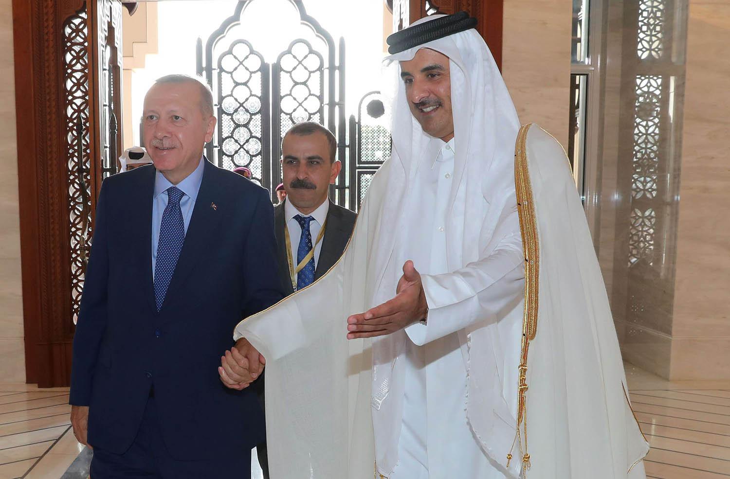 امير قطر الشيخ تميم بن حمد يستقبل الرئيس التركي رجب طيب أردوغان في الدوحة