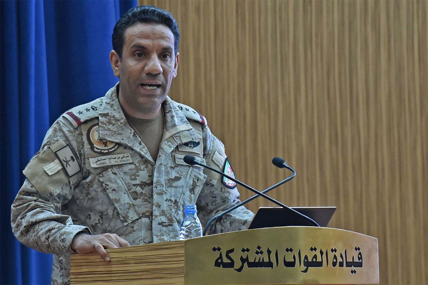 Spokesman of the Saudi-led military coalition Colonel Turki al-Maliki