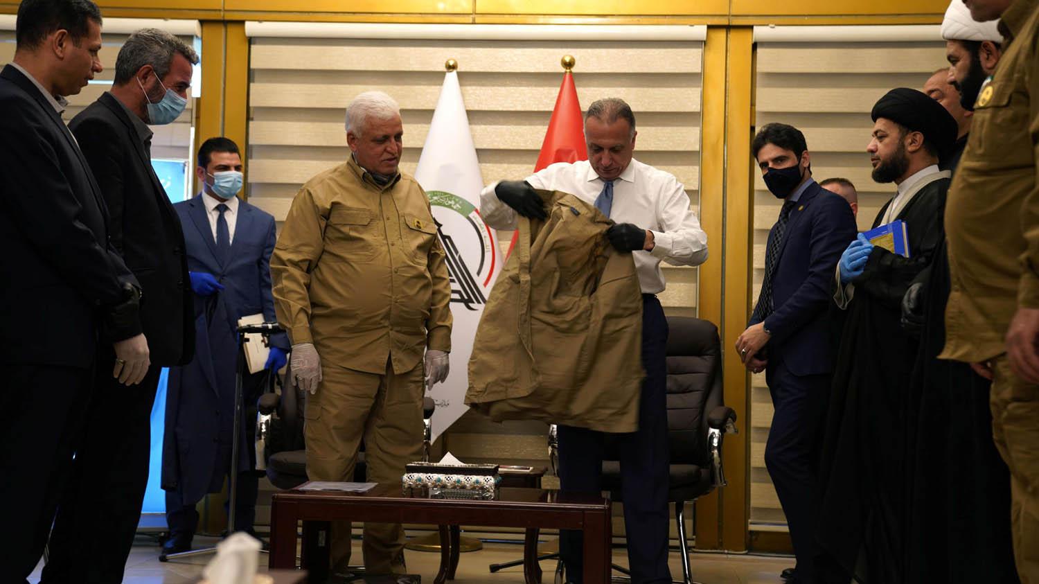 رئيس الوزراء العراقي مصطفى الكاظمي مع رئيس الحشد الشعبي فالح الفياض