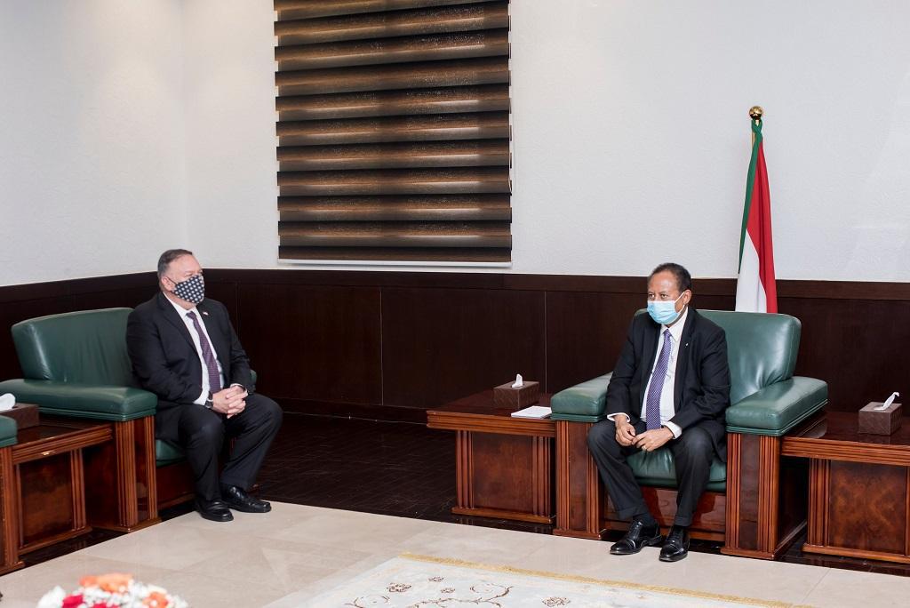 رئيس الحكومة السودانية عبدالله حمدوك ووزير الخارجية الاميركي مايك بومبيو