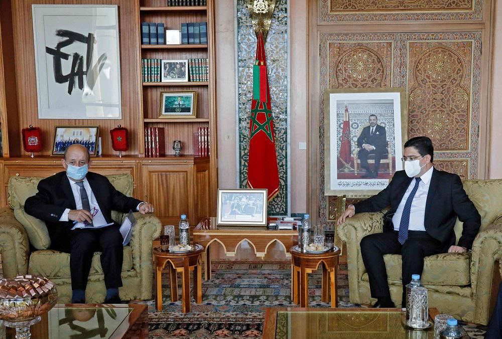 وزير الخارجية الفرنسي جان إيف لودريان ونظيره المغربي ناصر بوريطة