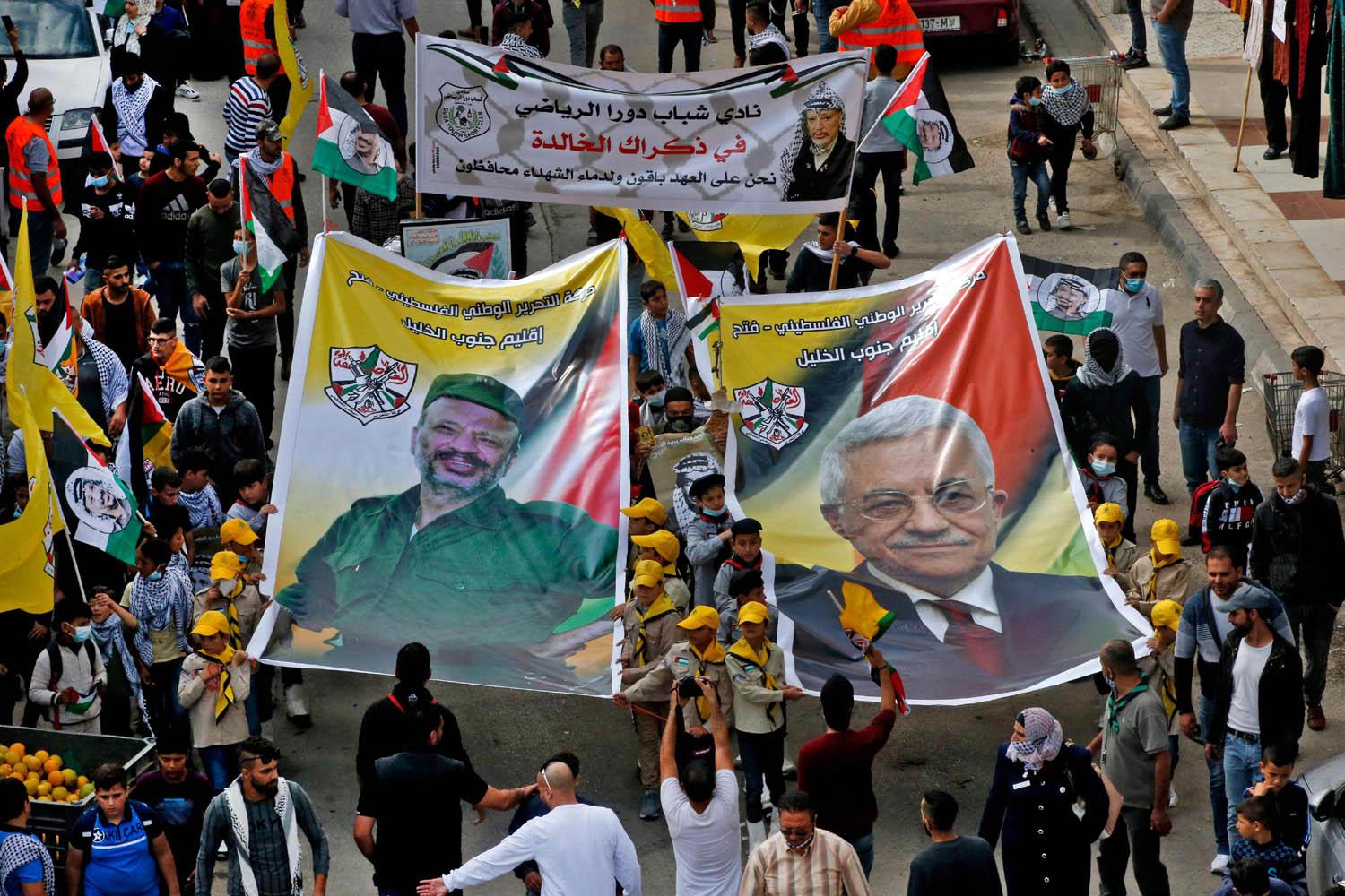 فلسطينيون يتظاهرون في الجليل تأييدا للرئيس محمود عباس