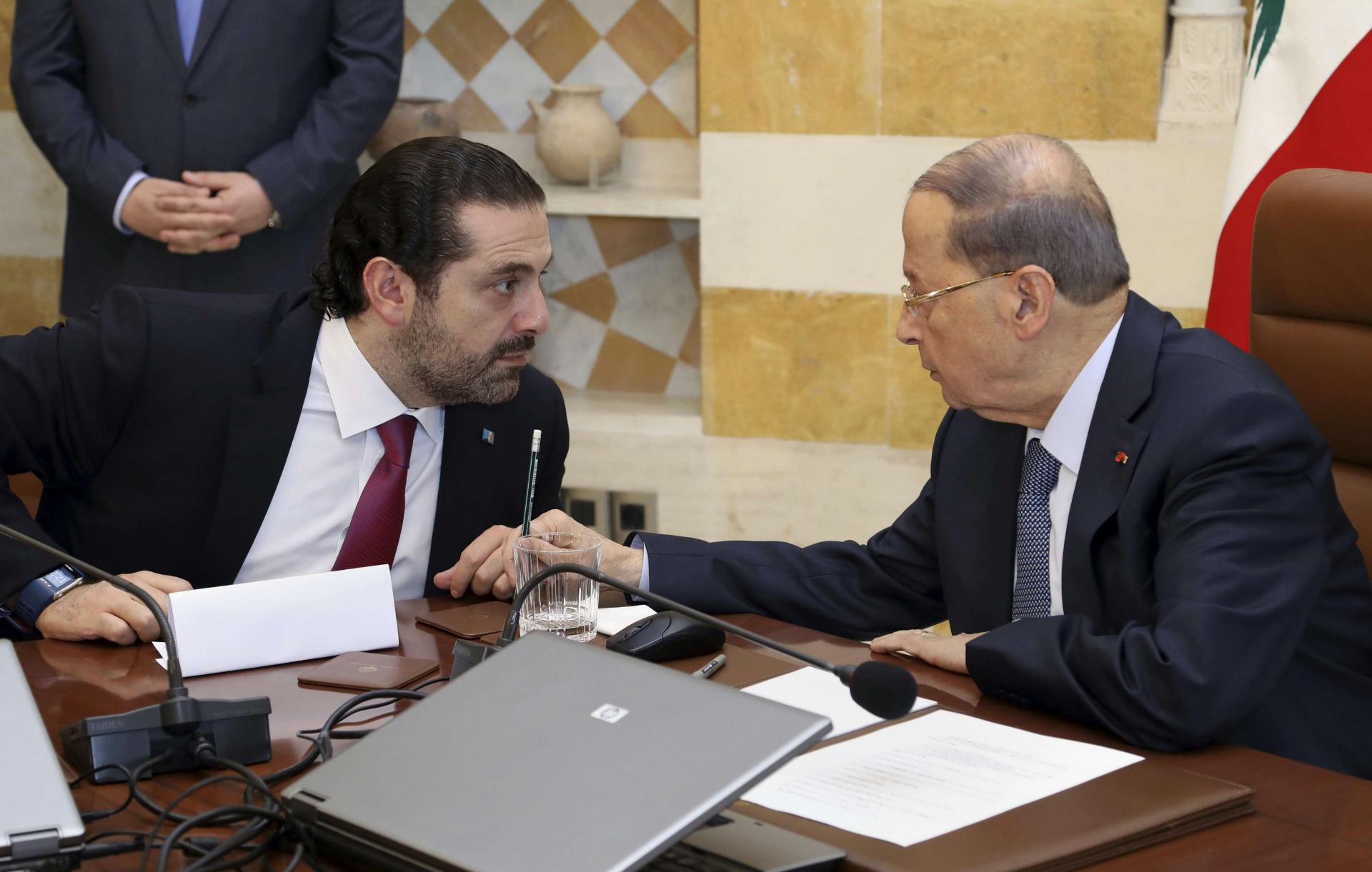 الرئيس اللبناني ميشال عون ورئيس الوزراء المكلف سعد الحريري
