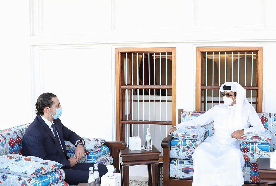 رئيس الوزراء اللبناني المكلف سعد الحريري يلتقي امير قطر في الدوحة