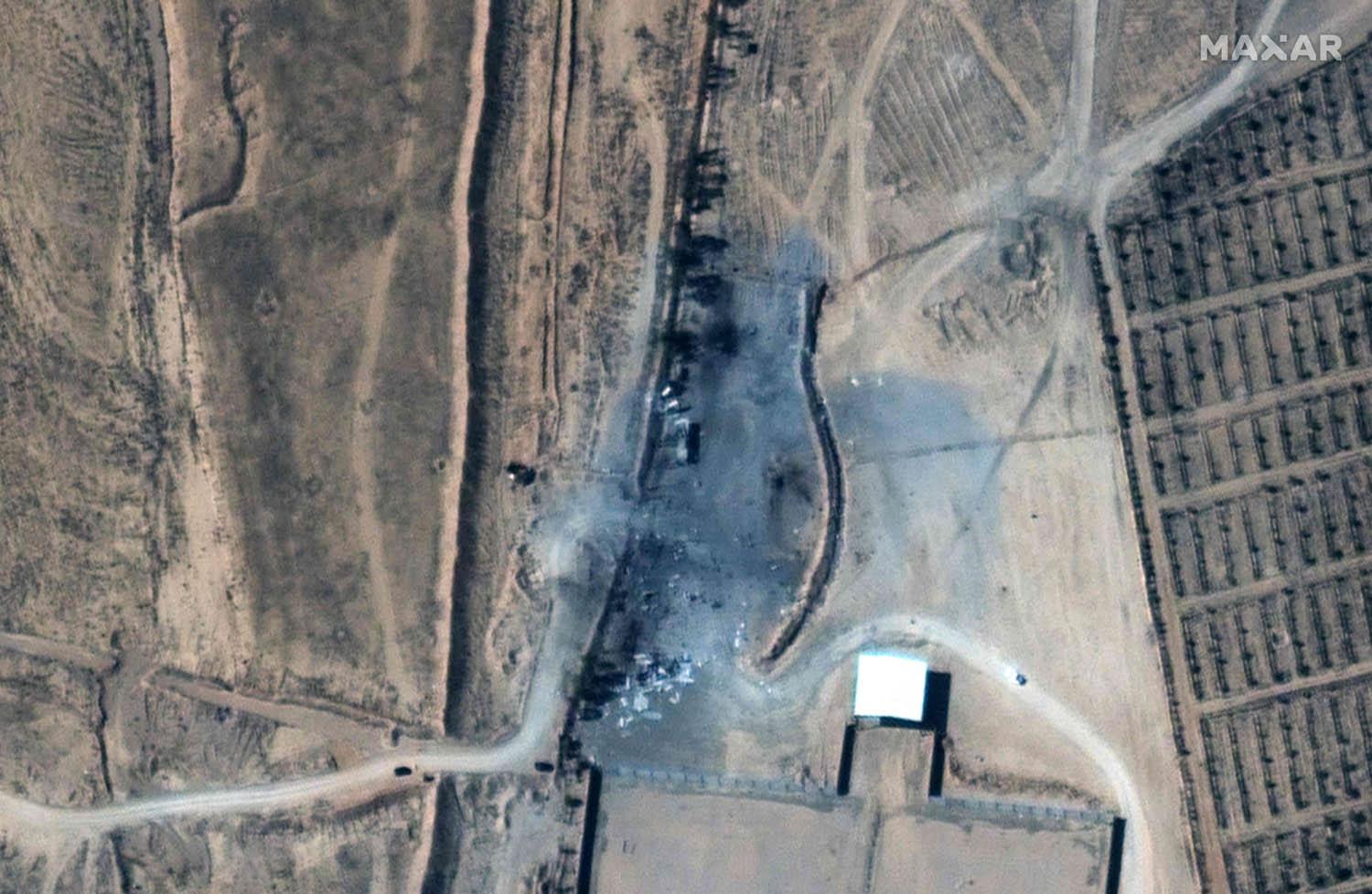 آثار ضربة أميركية على موقع لميليشيات عراقية داخل سوريا