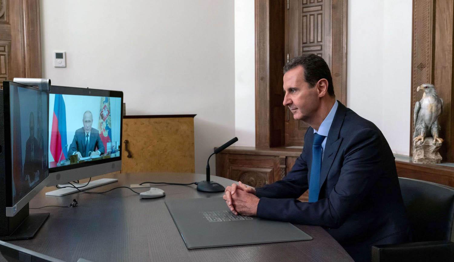 لقاء عبر الفيديو بين الرئيسين الروسي فلاديمير بوتين والسوري بشار الأسد