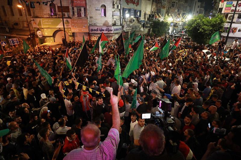 احتفالات وقف اطلاق النار في الاراضي الفلسطينية
