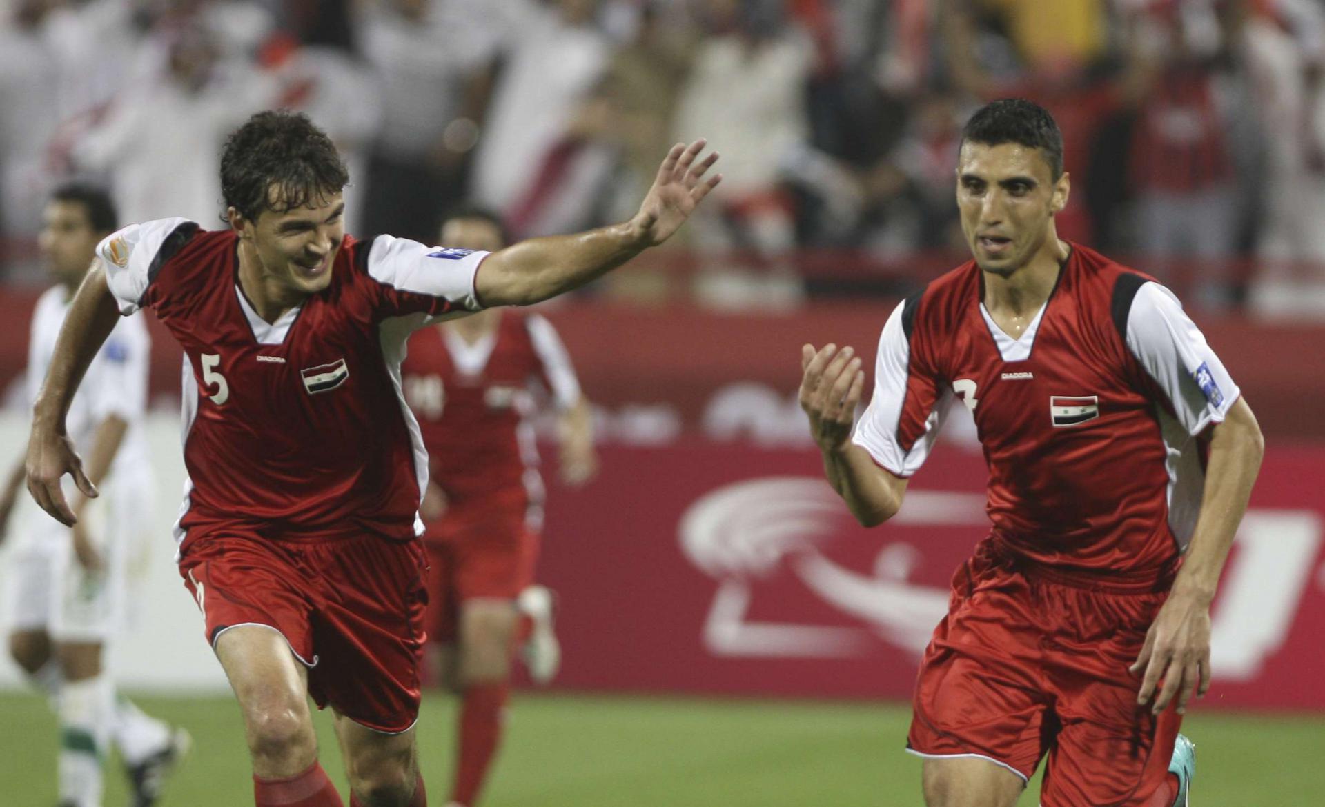 فرحة لاعبي سوريا بالفوز من ارشيف انتصارات المنتخب